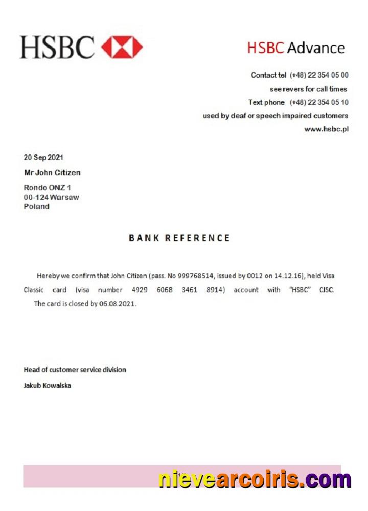 Poland HSBC Advance closure reference